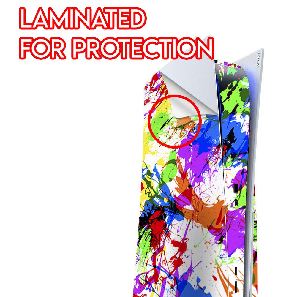 ITS A Skin Skins Compatible with Sony Playstation 5 Console Disc Edition - Protective Decal Overlay Stickers wrap Cover - Paint Splatter