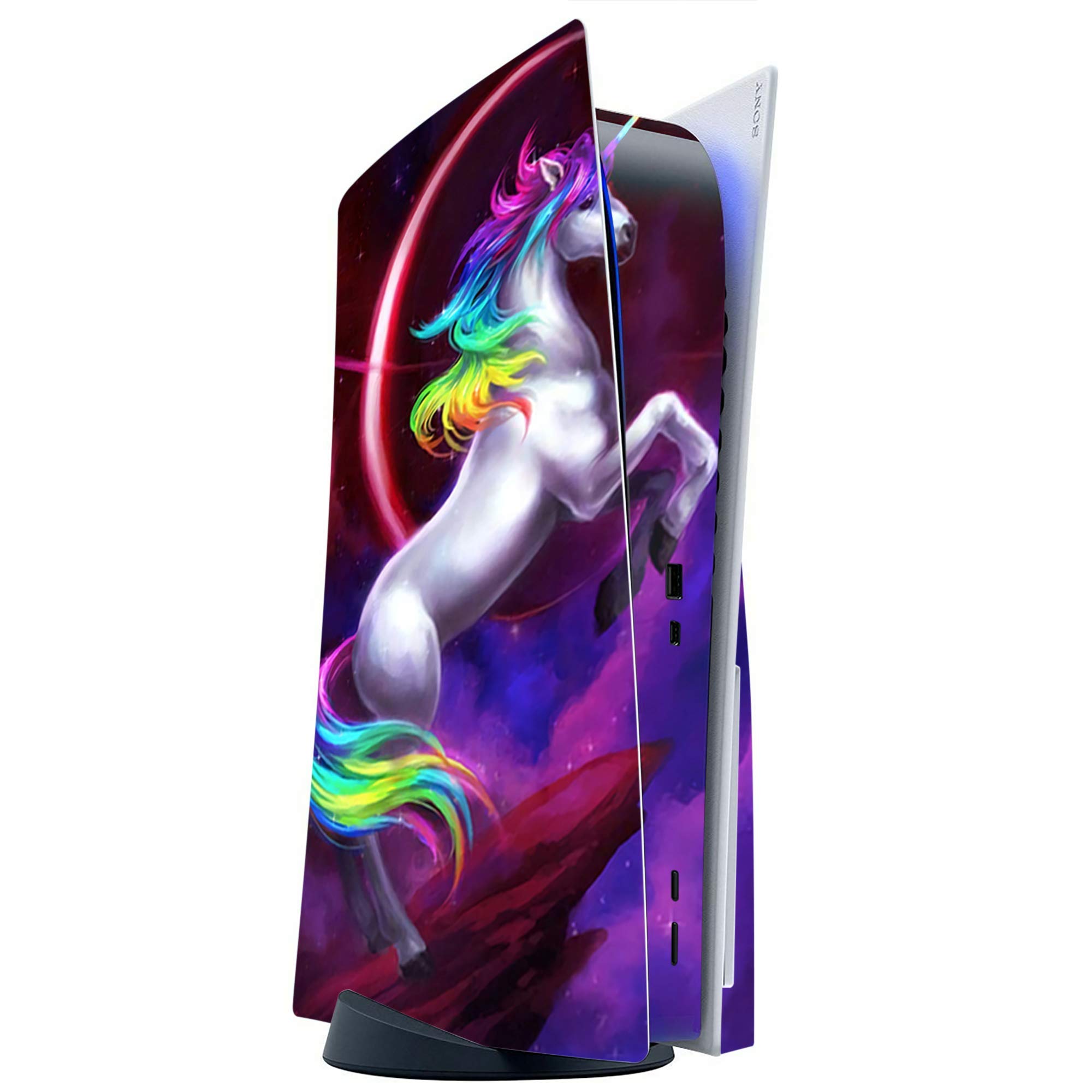 ITS A Skin Skins Compatible with Sony Playstation 5 Console Disc Edition - Protective Decal Overlay Stickers wrap Cover - Unicorn Rainbows Space