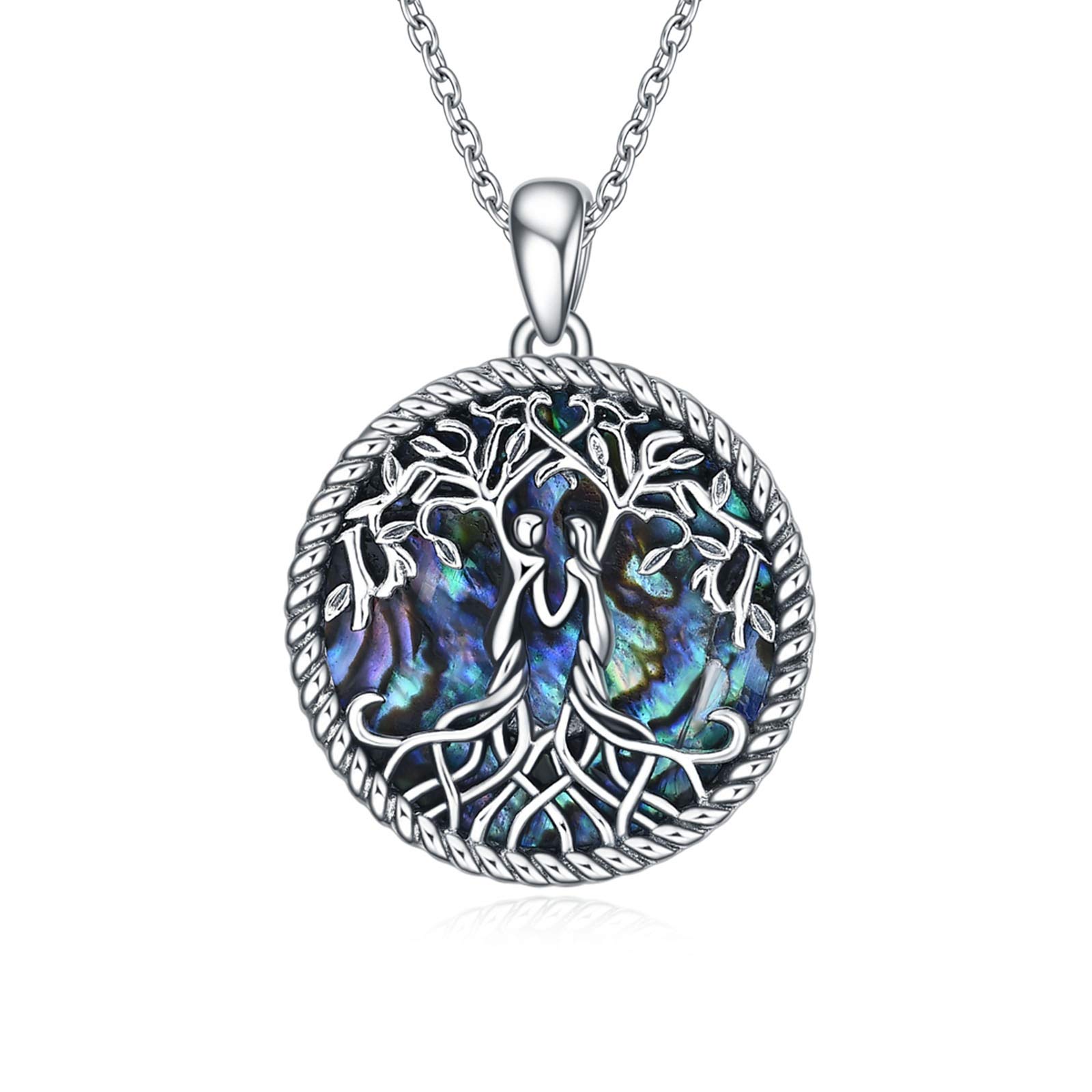 YFN Sister Gifts from Sister, Sterling Silver Tree of Life Sister Abalone/Turquoise Pendant Necklace Jewelry, Birthday Jewelry Gift Necklaces for Sisters