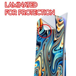 ITS A Skin Skins Compatible with Sony Playstation 5 Console Disc Edition - Protective Decal Overlay Stickers wrap Cover - Blue Orange Psychadelic Oil Slick