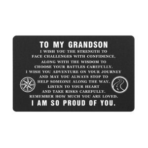 ABNTY Grandson Gifts, Grandson Graduation Cards, Grandson Wallet Card, Inspirational Quote Message Gift for Grandson