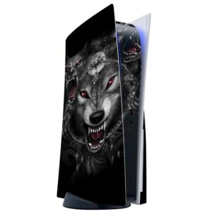 ITS A Skin Skins Compatible with Sony Playstation 5 Console Disc Edition - Protective Decal Overlay Stickers wrap Cover - Angry Wolves Pack Howling