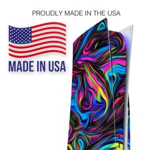 ITS A Skin Skins Compatible with Sony Playstation 5 Console Disc Edition - Protective Decal Overlay Stickers wrap Cover - Neon Color Swirl Glass