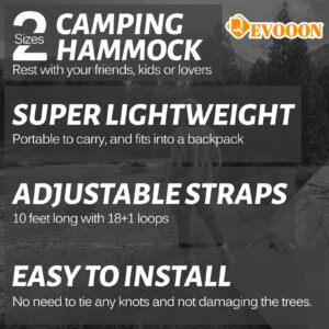 Camping Hammock for Outside,Double Hammock with Tree Straps(18+1Loops) 210T Nylon Parachute Lightweight Portable Hammock for Outdoor Travel,Hiking,Backpacking,Hunting,Outdoor,Beach,Camping Gear-660LBS