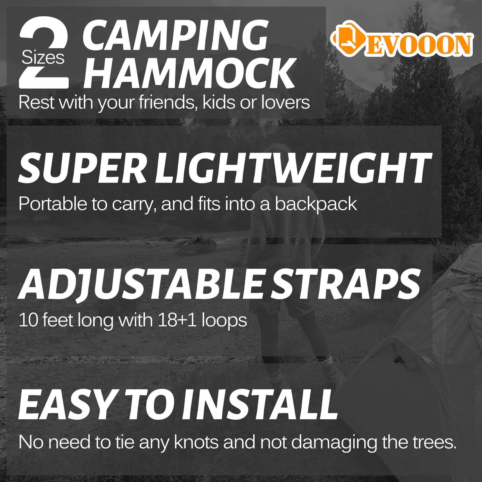 Camping Hammock for Outside,Double Hammock with Tree Straps(18+1Loops) 210T Nylon Parachute Lightweight Portable Hammock for Outdoor Travel,Hiking,Backpacking,Hunting,Outdoor,Beach,Camping Gear-660LBS