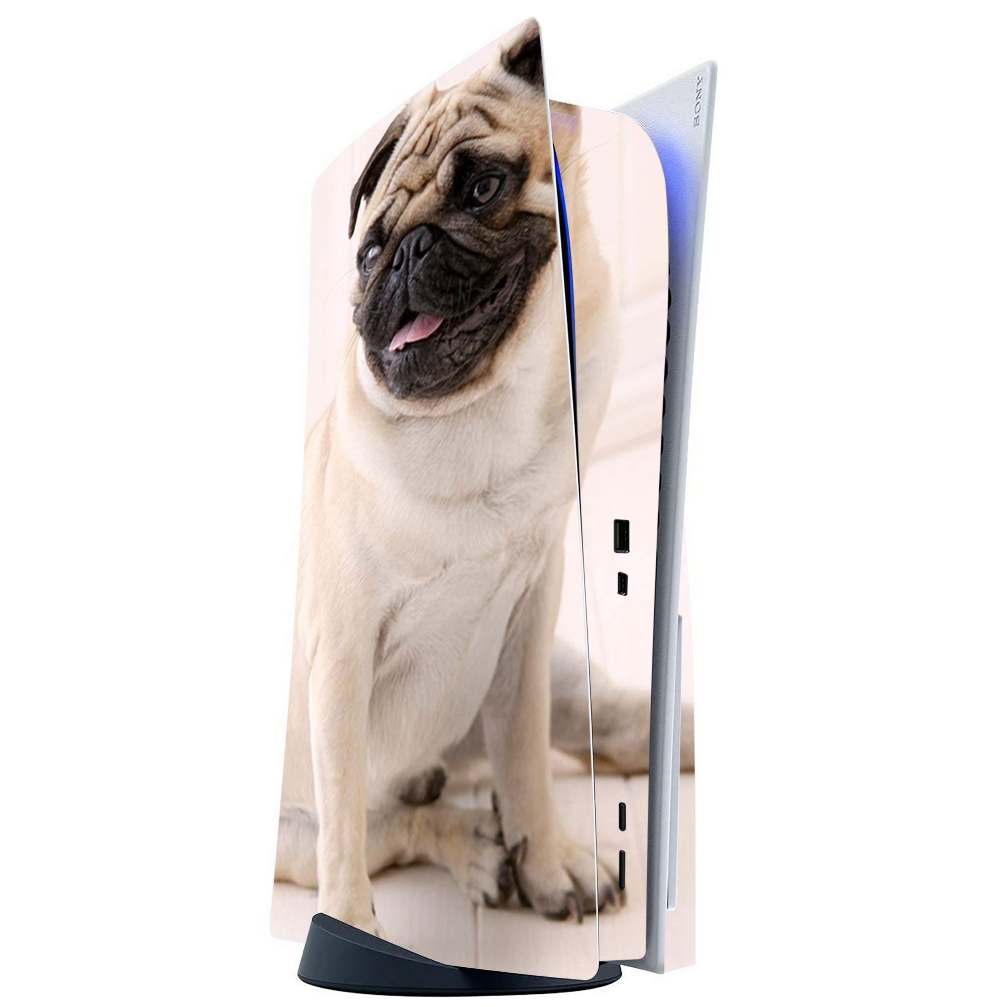 ITS A Skin Skins Compatible with Sony Playstation 5 Console Disc Edition - Protective Decal Overlay Stickers wrap Cover - Pug Mug, Cute Pug