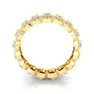 1.40 Carat ctw Diamond Eternity Ring Band Flower style - Unique Round Cut 14K or 18Karat Gold Wedding Anniversary Stackable Ladies’ Rings - Value Gift Collection for Women and Her (Yellow, gold 14k)