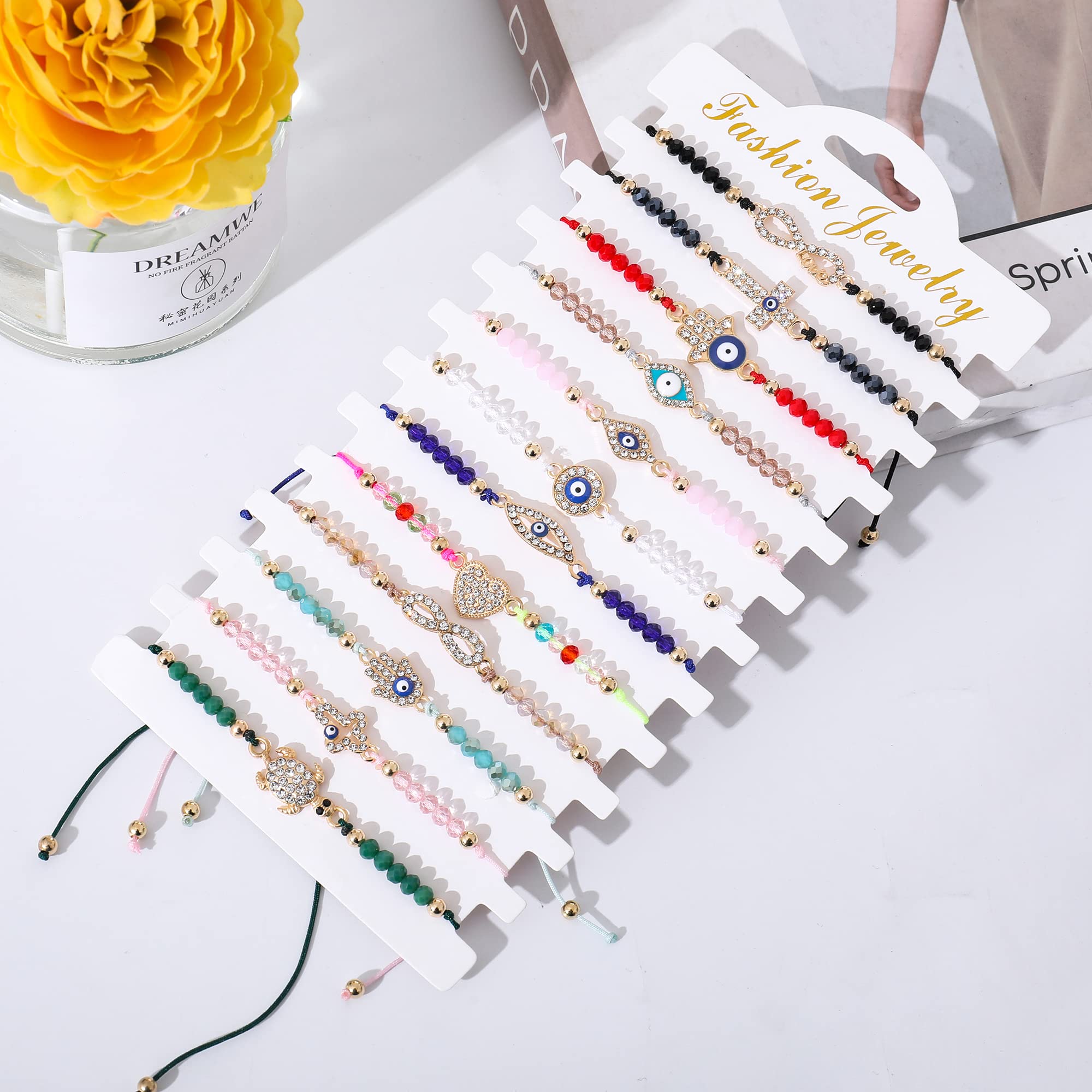 BONITTER 24/12 PCS Evil Eye Bracelets Pack For Women Mexican Braclets Set Protection Amulet Anklets Jewelry Gift