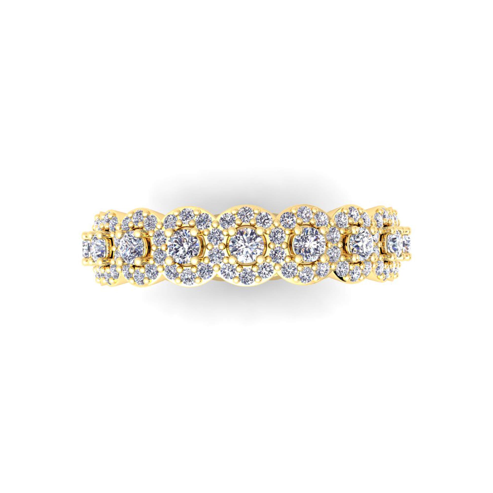 1.40 Carat ctw Diamond Eternity Ring Band Flower style - Unique Round Cut 14K or 18Karat Gold Wedding Anniversary Stackable Ladies’ Rings - Value Gift Collection for Women and Her (Yellow, gold 14k)