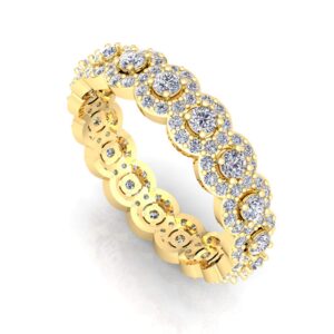 1.40 Carat ctw Diamond Eternity Ring Band Flower style - Unique Round Cut 14K or 18Karat Gold Wedding Anniversary Stackable Ladies’ Rings - Value Gift Collection for Women and Her (Yellow, gold 14k)