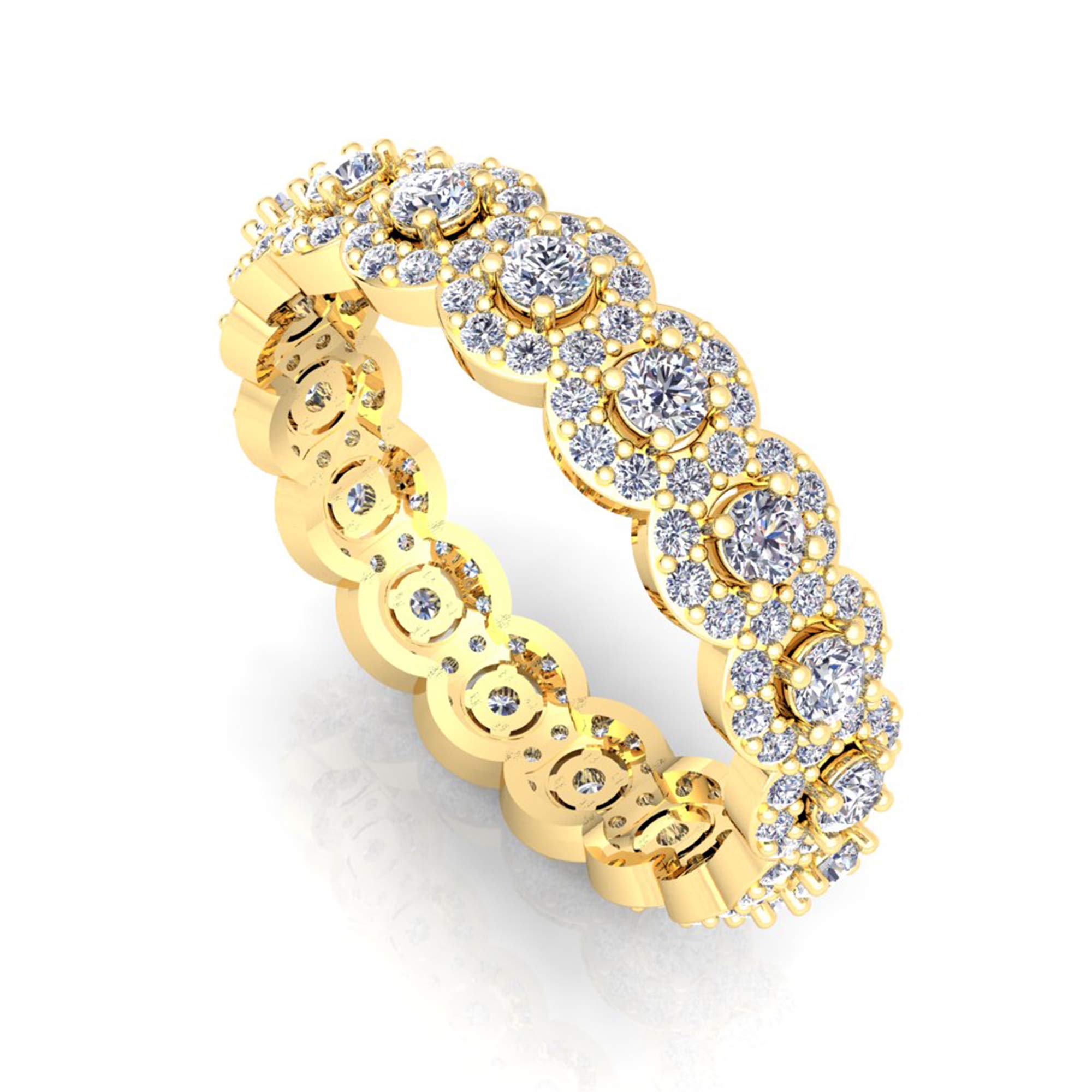 1.40 Carat ctw Diamond Eternity Ring Band Flower style - Unique Round Cut 14K or 18Karat Gold Wedding Anniversary Stackable Ladies’ Rings - Value Gift Collection for Women and Her (Yellow, gold 14k)