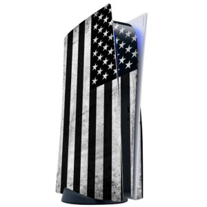 ITS A SKIN Skins Compatible with Sony Playstation 5 Console Disc Edition - Protective Decal Overlay stickers wrap cover - Black White Grunge Flag USA America