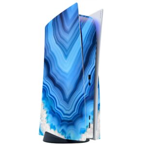 ITS A Skin Skins Compatible with Sony Playstation 5 Console Disc Edition - Protective Decal Overlay Stickers wrap Cover - Crystal Blue Ice Marble