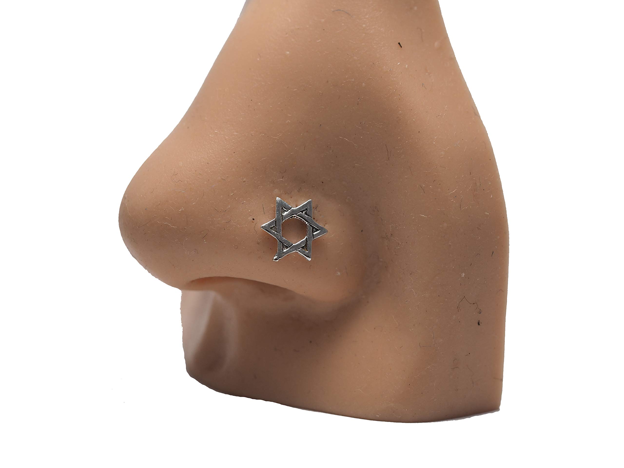 Studs Star of David Nose, 925 Sterling Silver Nose, Jewelry Nose, Body Piercing Jewelry, Nose Piercing, Body Jewelry (20g L Bend)