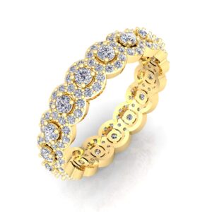 1.40 carat ctw diamond eternity ring band flower style - unique round cut 14k or 18karat gold wedding anniversary stackable ladies’ rings - value gift collection for women and her (yellow, gold 14k)