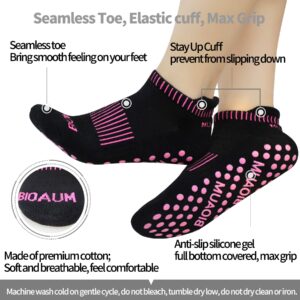 BIOAUM Yoga Socks for Women - 6 Pairs Cotton Cushion Non Slip Grip Slipper Pilates Hospital Socks