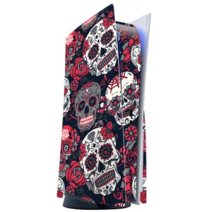 its a skin skins compatible with sony playstation 5 console disc edition - protective decal overlay stickers wrap cover - sugar skulls red black dia de los