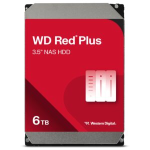 western digital 6tb wd red plus nas internal hard drive hdd - 5640 rpm, sata 6 gb/s, cmr, 128 mb cache, 3.5" -wd60efzx