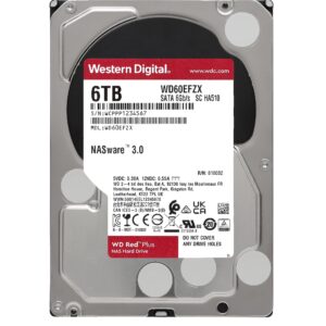 Western Digital 6TB WD Red Plus NAS Internal Hard Drive HDD - 5640 RPM, SATA 6 Gb/s, CMR, 128 MB Cache, 3.5" -WD60EFZX