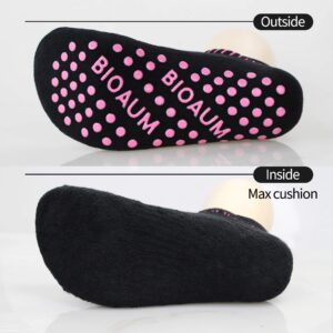 BIOAUM Yoga Socks for Women - 6 Pairs Cotton Cushion Non Slip Grip Slipper Pilates Hospital Socks