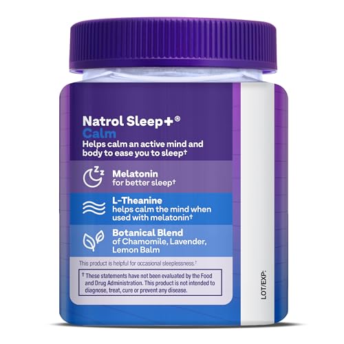 Natrol Sleep+ Calm Melatonin Gummies for Adults, Sleep Gummies, Strawberry Flavor, 60 Gummies, 30 Day Supply