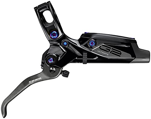 SRAM G2 Ultimate Disc Brake and Lever - Front, Post Mount, Carbon Lever, Titanium Hardware, Gloss Black with Rainbow Hardware, A2