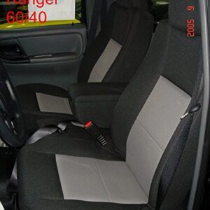 Durafit Seat Covers Made to fit, 2006-2009 Ford Ranger Pickup 60/40 Bench with high Back Bucket Backs, Open Console on 60 Side. Black Auto Twill. Fits Like a Glove, Complete Protection. Save