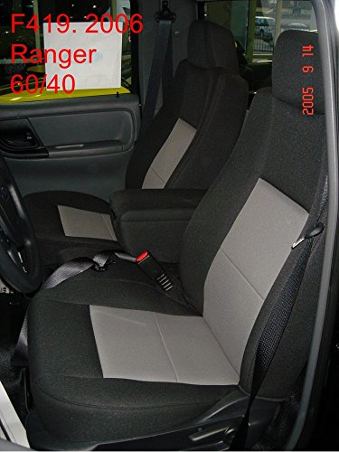 Durafit Seat Covers Made to fit, 2006-2009 Ford Ranger Pickup 60/40 Bench with high Back Bucket Backs, Open Console on 60 Side. Black Auto Twill. Fits Like a Glove, Complete Protection. Save