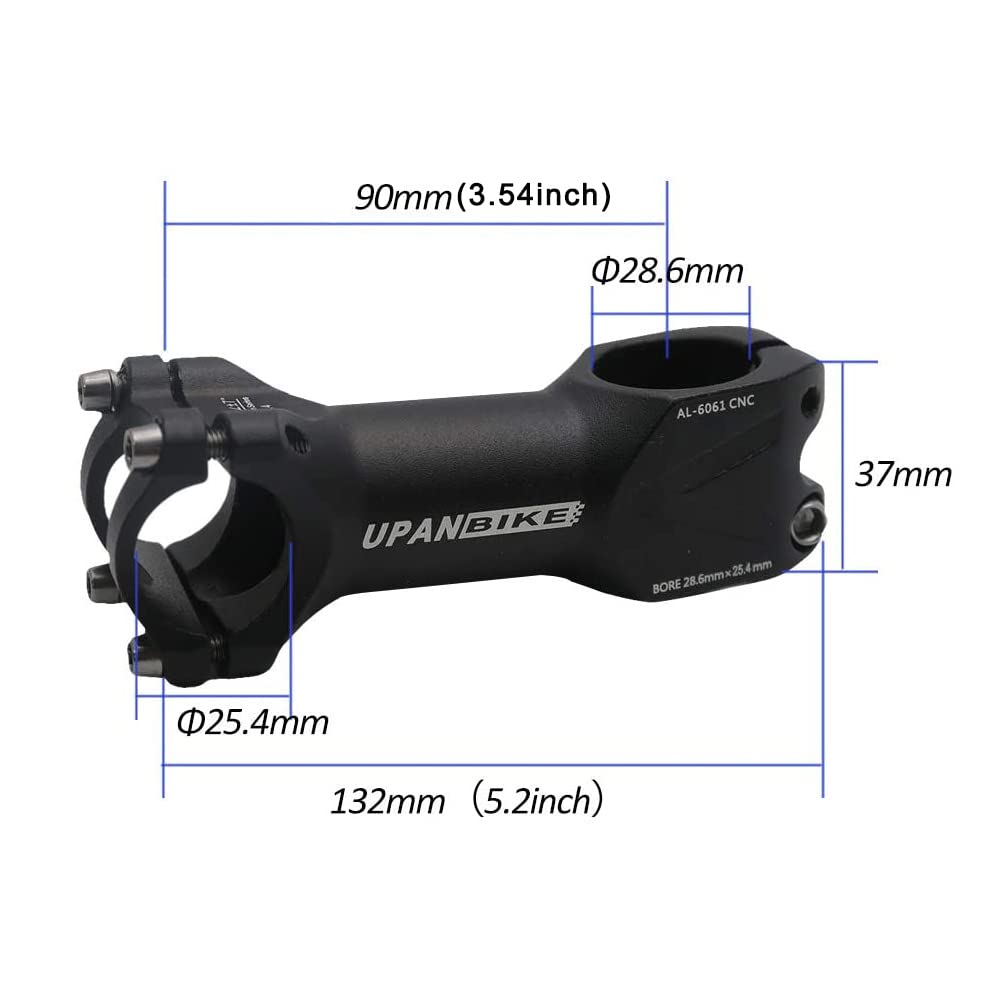 UPANBIKE Bike Stem 28.6mm 25.4mm +/-7° Bicycle Handlebar Stem Riser for Mountain Bike Road Bicycle MTB BMX