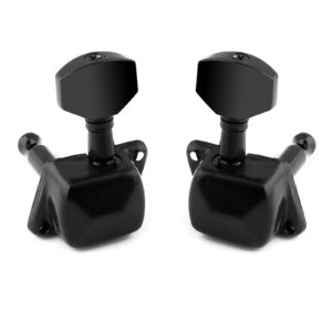 Holmer Guitar String Tuning Pegs Semiclosed Machine Heads Tuners Tuning Keys 3 Left 3 Right for Acoustic Guitar or Electric Guitar Black.