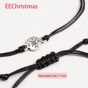 EEChristmas Compass Pinky Promise Distance Matching Bracelets 3 Pack for Best Friends Family Women Mens Teen Girls Adjustable Friendship Birthday Gift