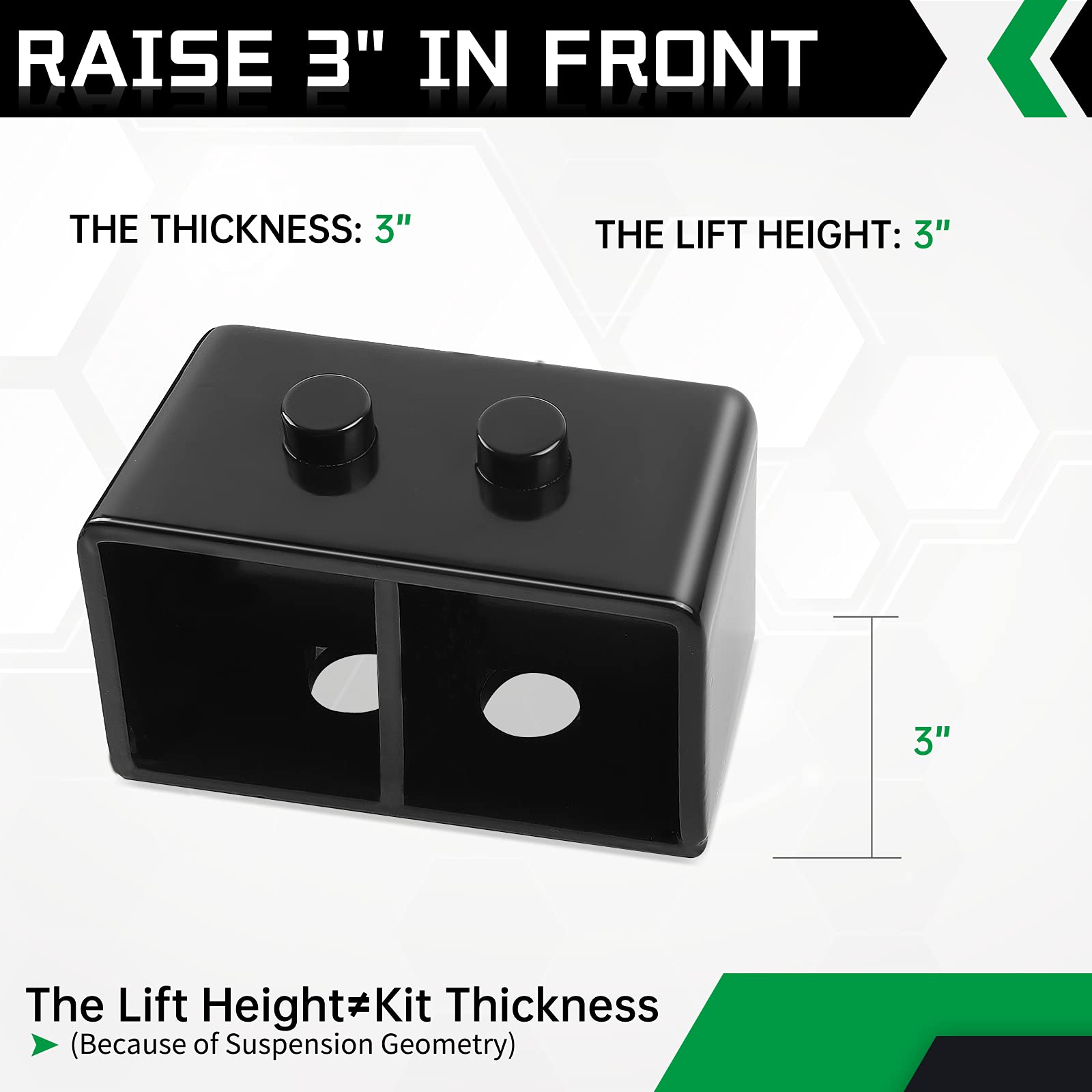 AUTOPTIM 3 inch Rear Leveling Lift Block Kit, Replacement for 2004-2021 Ford F150 Square Leaf Spring Axle U Bolts Set