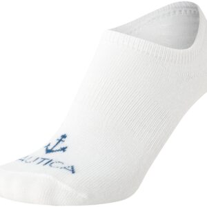 Nautica Women's No Show Stretchy Sport Liner Socks with Non Slip Grip (6 Pack), Size 4-10, All White