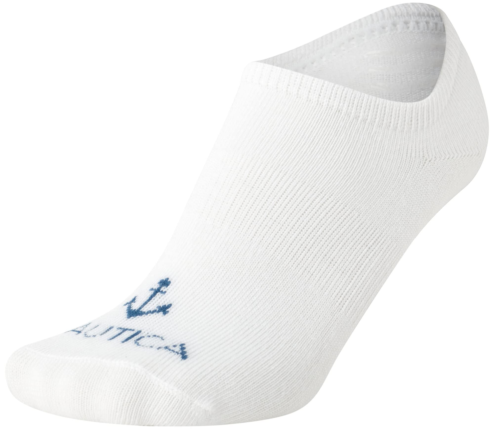 Nautica Women's No Show Stretchy Sport Liner Socks with Non Slip Grip (6 Pack), Size 4-10, All White