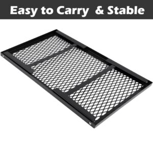 Folding Campfire Grill Heavy Duty Steel Grate with Legs Portable Over Fire Camp Grill for Outdoor Cooking Grill Traveling Picnic, Black （21.6" x 11.8"）