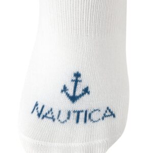 Nautica Women's No Show Stretchy Sport Liner Socks with Non Slip Grip (6 Pack), Size 4-10, All White