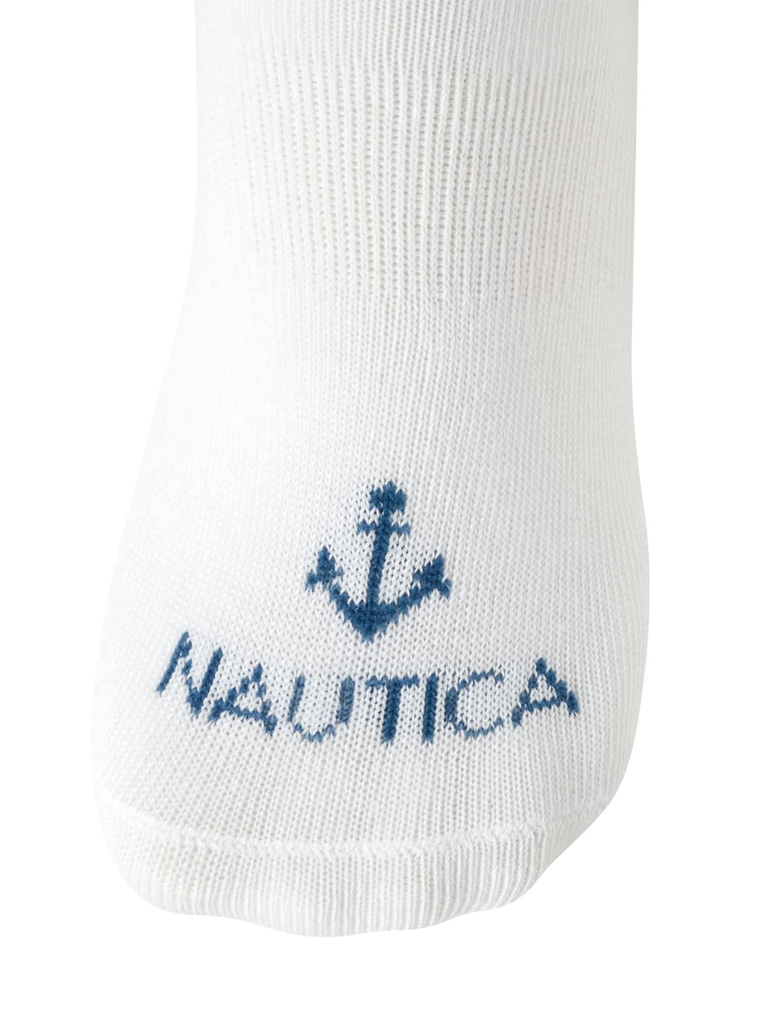 Nautica Women's No Show Stretchy Sport Liner Socks with Non Slip Grip (6 Pack), Size 4-10, All White