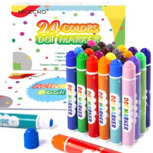 Nicecho Dot Markers, Washable Dot Markers for Kids Toddlers & Preschoolers, 24 Colors Bingo Paint Daubers Marker Kit with Free Activity Book