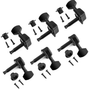 Holmer Guitar String Tuning Pegs Semiclosed Machine Heads Tuners Tuning Keys 3 Left 3 Right for Acoustic Guitar or Electric Guitar Black.