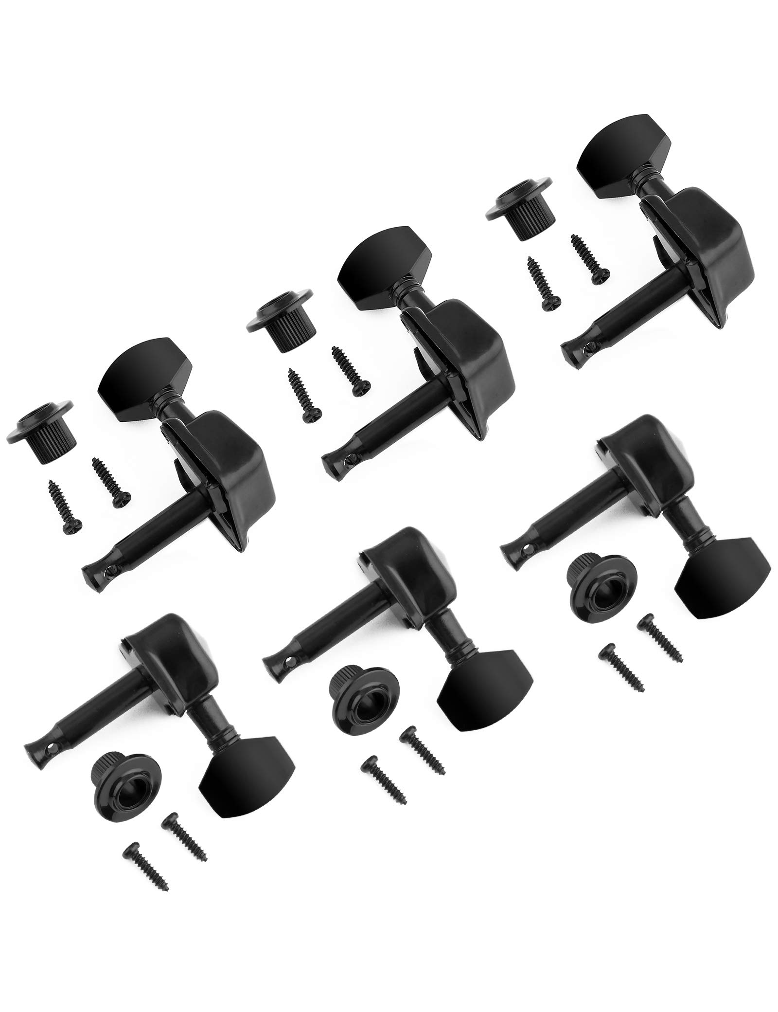 Holmer Guitar String Tuning Pegs Semiclosed Machine Heads Tuners Tuning Keys 3 Left 3 Right for Acoustic Guitar or Electric Guitar Black.