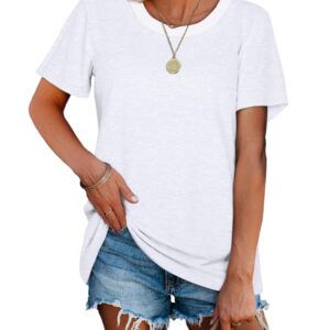 White Tshirts for Womens Crewneck Summer Tops White Tees Shirts Short Sleeve M