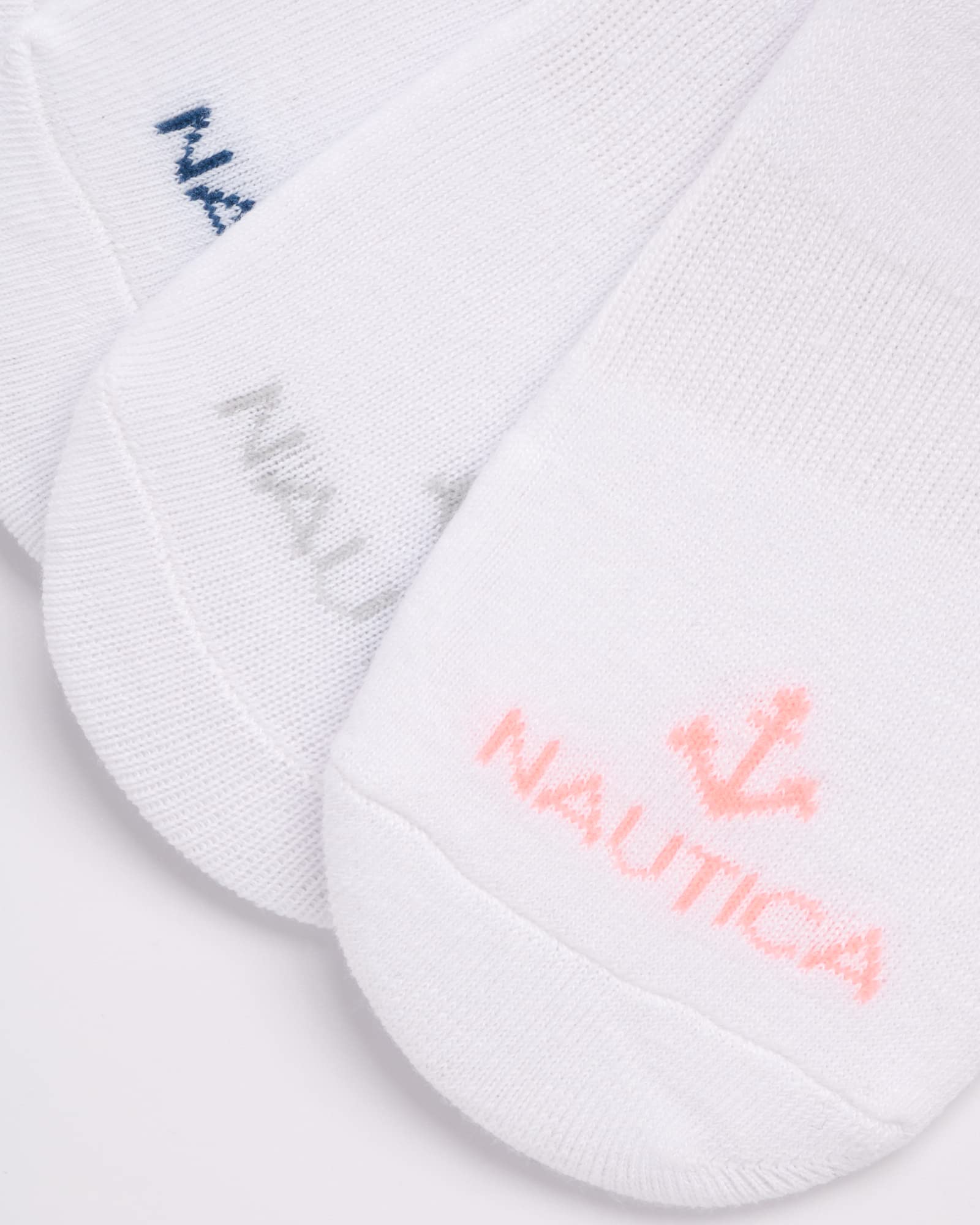 Nautica Women's No Show Stretchy Sport Liner Socks with Non Slip Grip (6 Pack), Size 4-10, All White