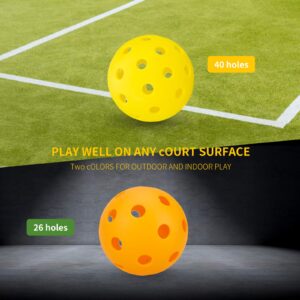 CAMSOON Indoor 26 Hole Indoor Orange Pickleball Balls Bright Orange Pickle Balls 6 Pack USAPA Paddle Ball Regulation Size A Great Addition for a Pickleball Set (Orange-6Pack)