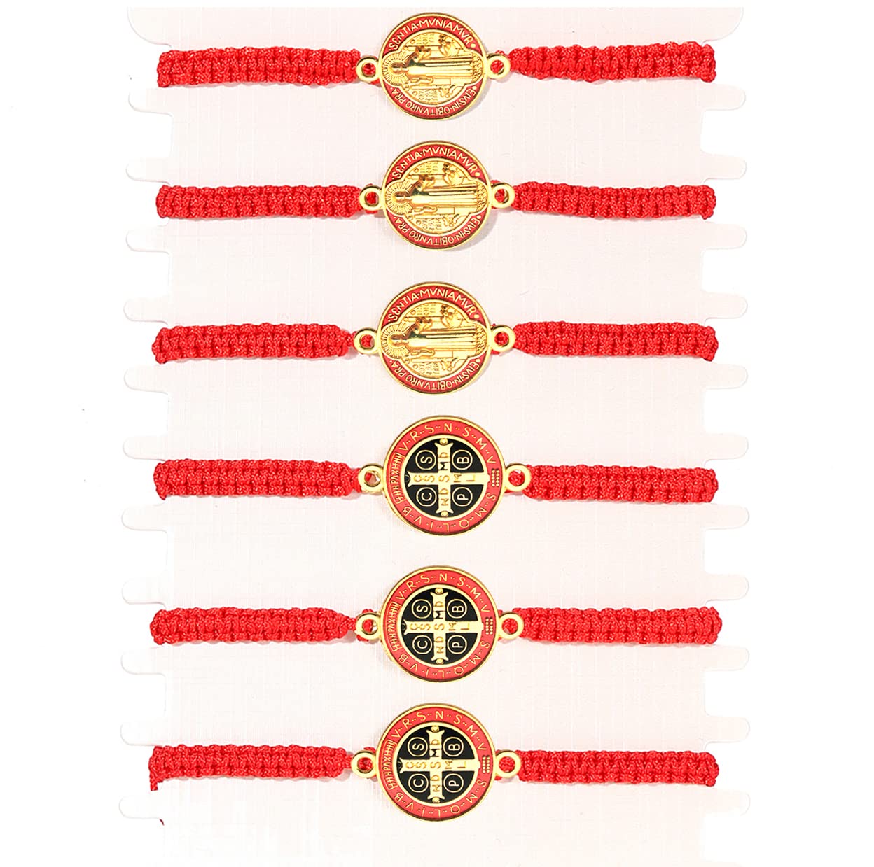 6 Pieces Religion Enamel Saint Benedict Bracelet Red Rope Bracelet Handmade Red Knot String Bracelets Luck bracelet Men Or Women As Gifts and Used in Prayer bracelet…