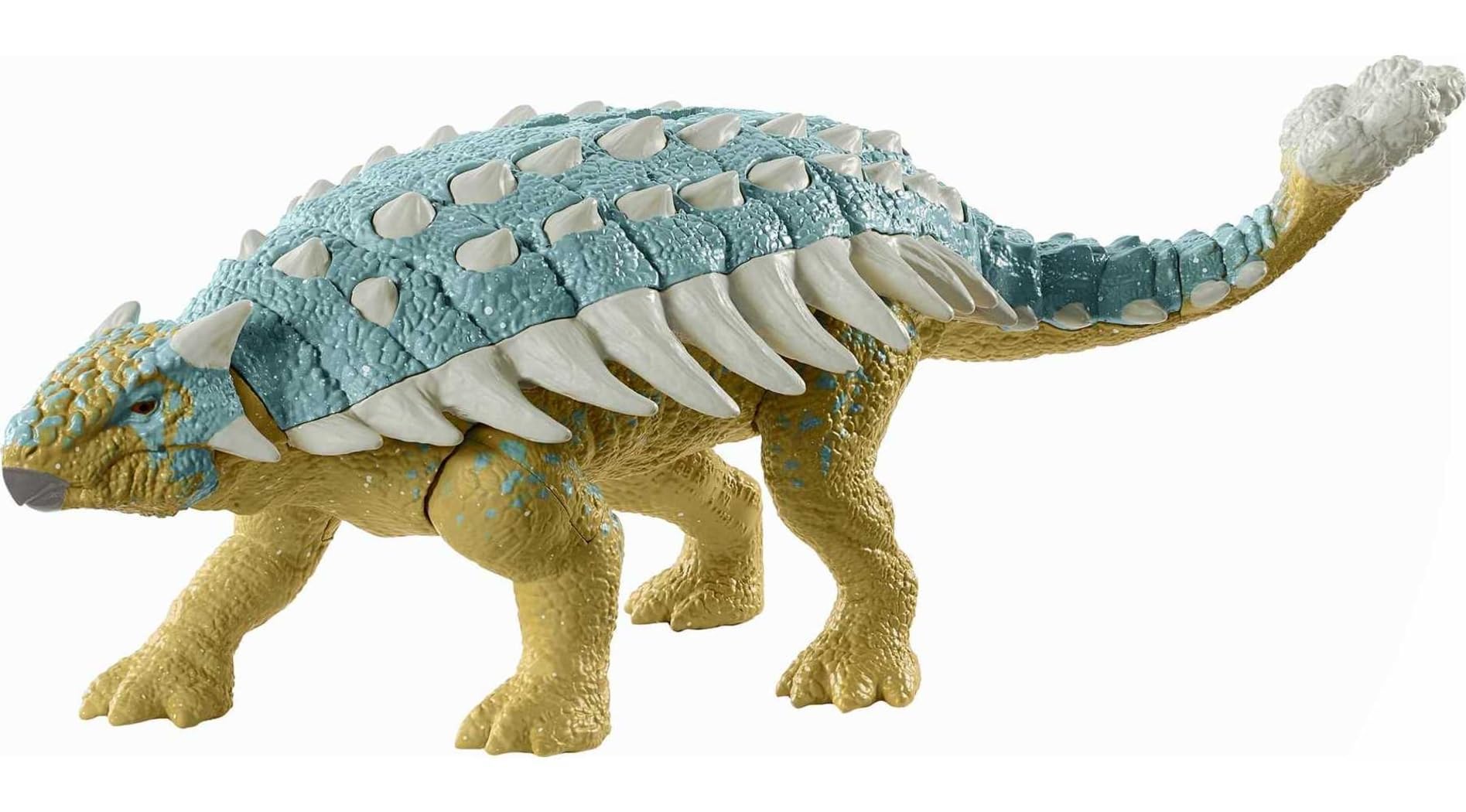 Mattel Jurassic World Camp Cretaceous Roar Attack Ankylosaurus Bumpy Posable Dinosaur Action Figure Toy, Strike Feature & Sounds