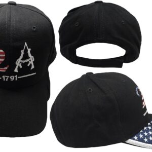 Trade Winds 2A 2nd Amendment 1791 USA Flag On Bill Black White 100percent Cotton Adjustable Embroidered Hat Cap,Multi , One Size