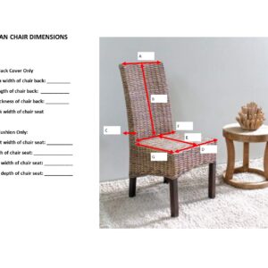 Chair Cushion Pad - Wicker Chair Cushion - seat cushion with 37" ties and removable foam insert Farmhouse Chair Cushions - Kubo Chair Replacement Cushion