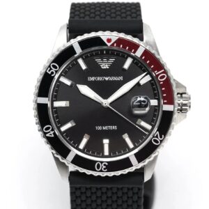 Emporio Armani Emporio Armani Three-Hand Date Black Mesh Silicone Watch (Model: AR11341)