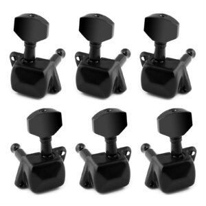 Holmer Guitar String Tuning Pegs Semiclosed Machine Heads Tuners Tuning Keys 3 Left 3 Right for Acoustic Guitar or Electric Guitar Black.