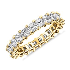 PAVOI 14K Gold Plated Stackable Ring for Women | 925 Sterling Silver Rings for Women | AAAAA 3x3mm Sq. Paved Cubic Zirconia | 14K Engagement Rings for Women | Size 7 | Yellow Gold